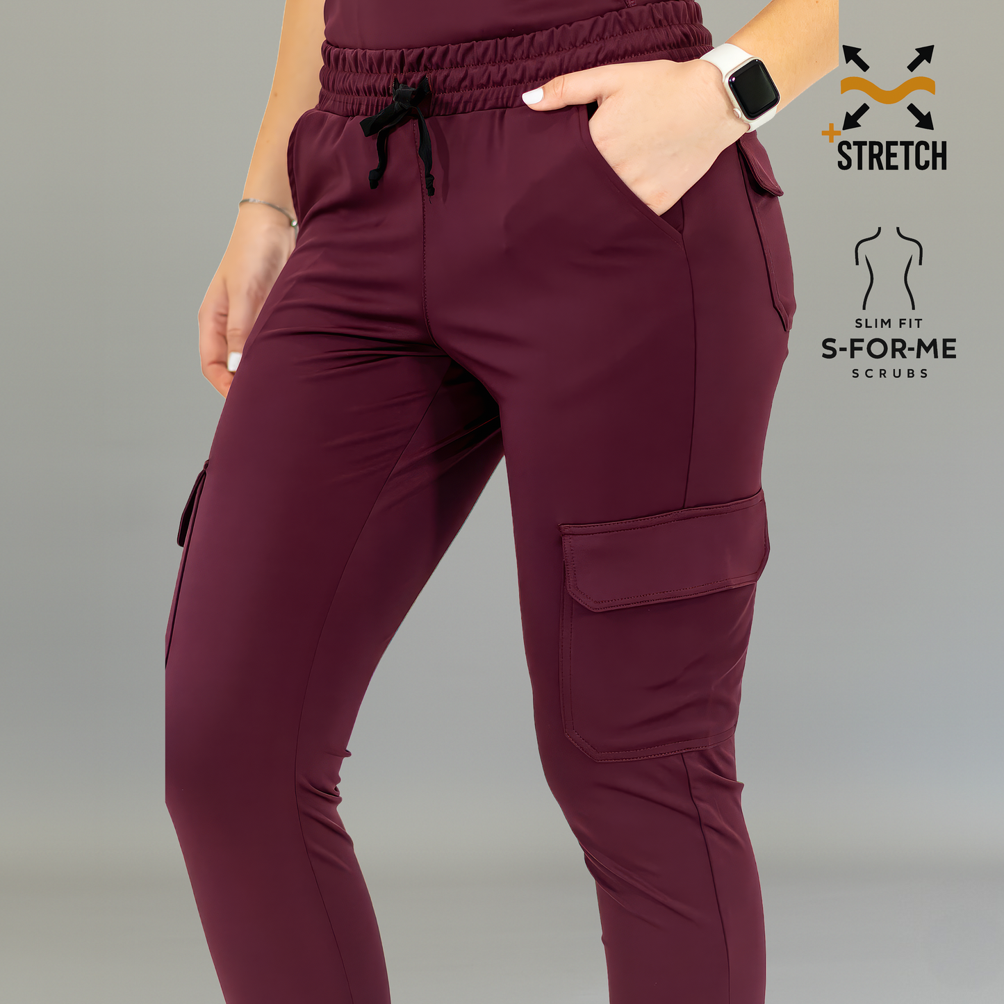 Pantalón Est. 910 Dobladillo Quirúrgico, Vino Mujer Super Stretch, Scrubs 910
