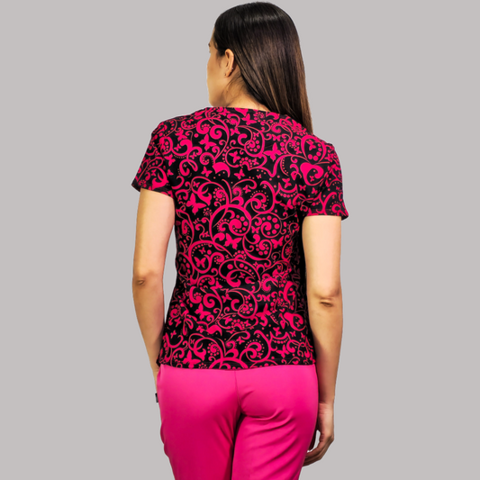 Filipina Dama Estamapado Negro/Fiusha, Scrubs 600