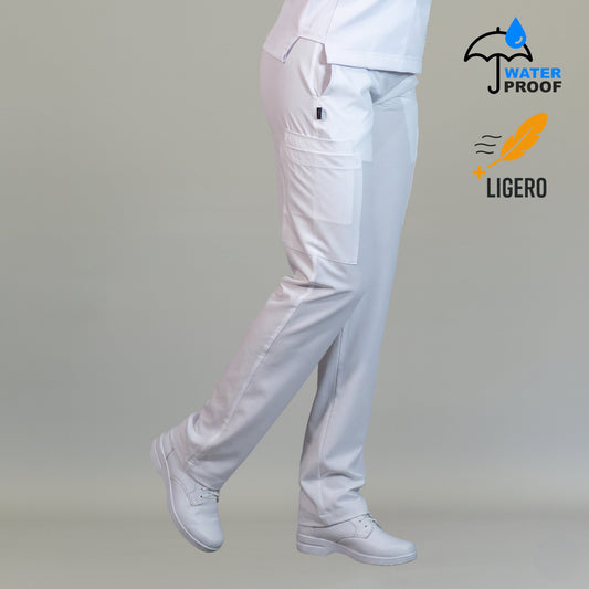 Pantalón quirúrgico blanco mujer 515 relaxed antifluido vista frontal