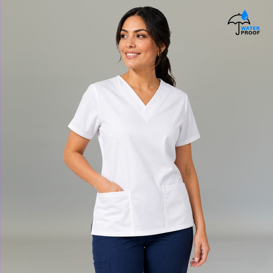 Filipina quirúrgica mujer FW 502 blanca antifluido manga corta vista frontal