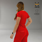 Vista posterior de filipina quirúrgica roja mujer Scrubs 905 Super Stretch