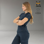 Uniforme quirúrgico mujer azul marino con filipina Super Stretch