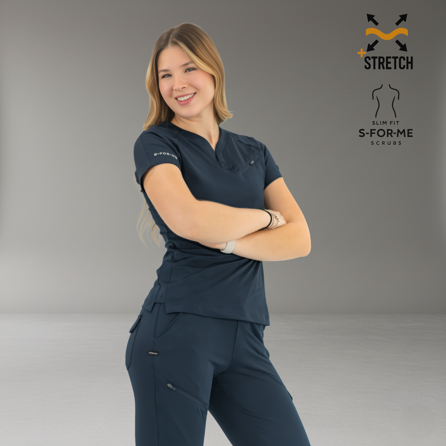 Filipina Quirúrgica Mujer Super Stretch Azul Marino, Scrubs 905