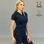 Scrub top azul marino mujer estilo 902 uniformes quirúrgicos México