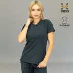 Filipina medica gris oxford mujer corte slim fit tela super stretch Estilo 910