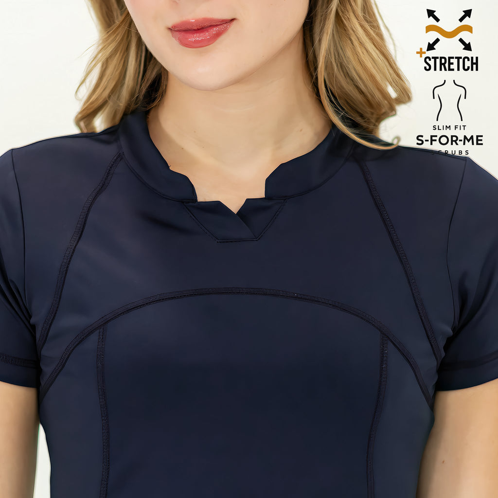 Filipina scrub azul marino para mujer Estilo 910 vista lateral Sandel Medica