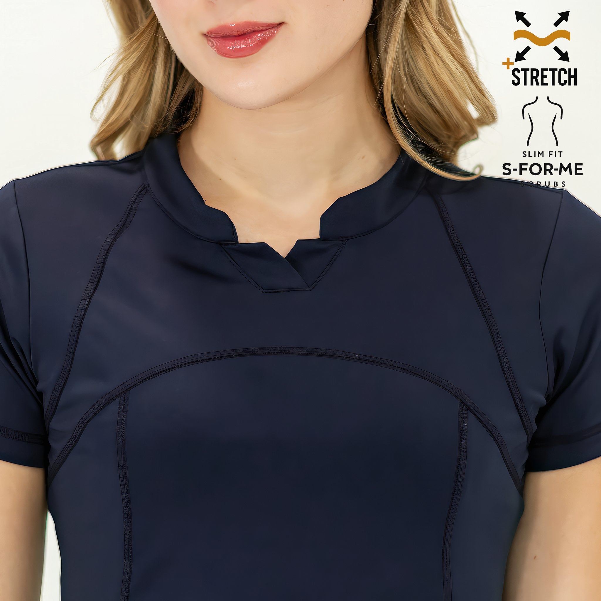 Filipina scrub azul marino para mujer Estilo 910 vista lateral Sandel Medica