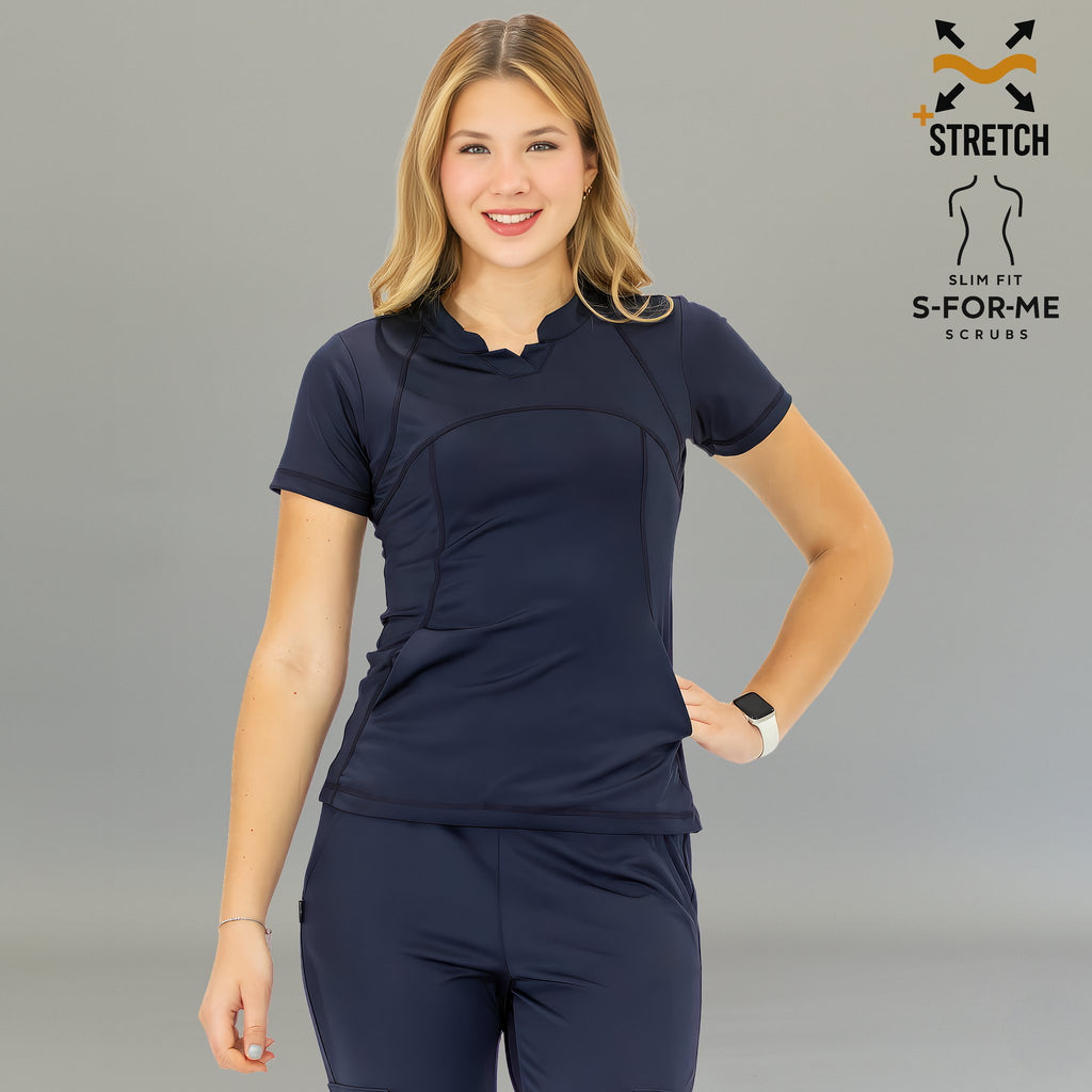 Filipina medica azul marino mujer slim fit Estilo 910 para hospital y clinica