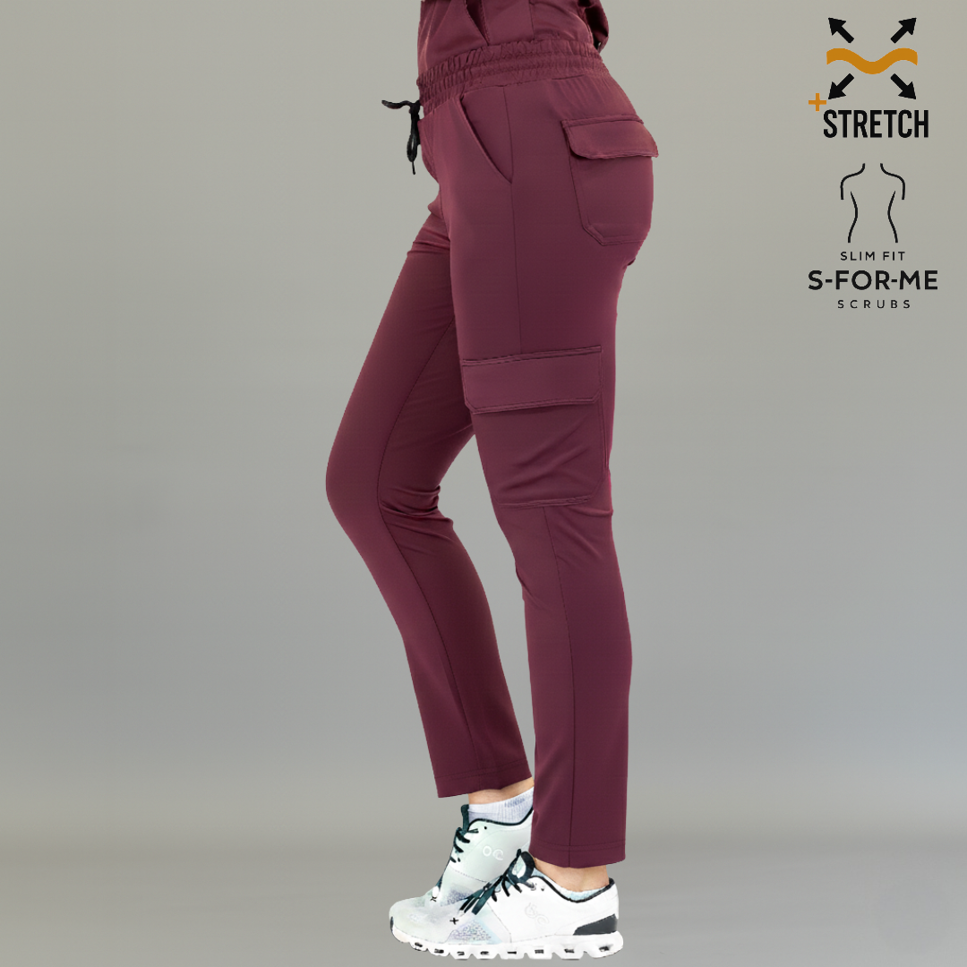 Pantalón Est. 910 Dobladillo Quirúrgico, Vino Mujer Super Stretch, Scrubs 910
