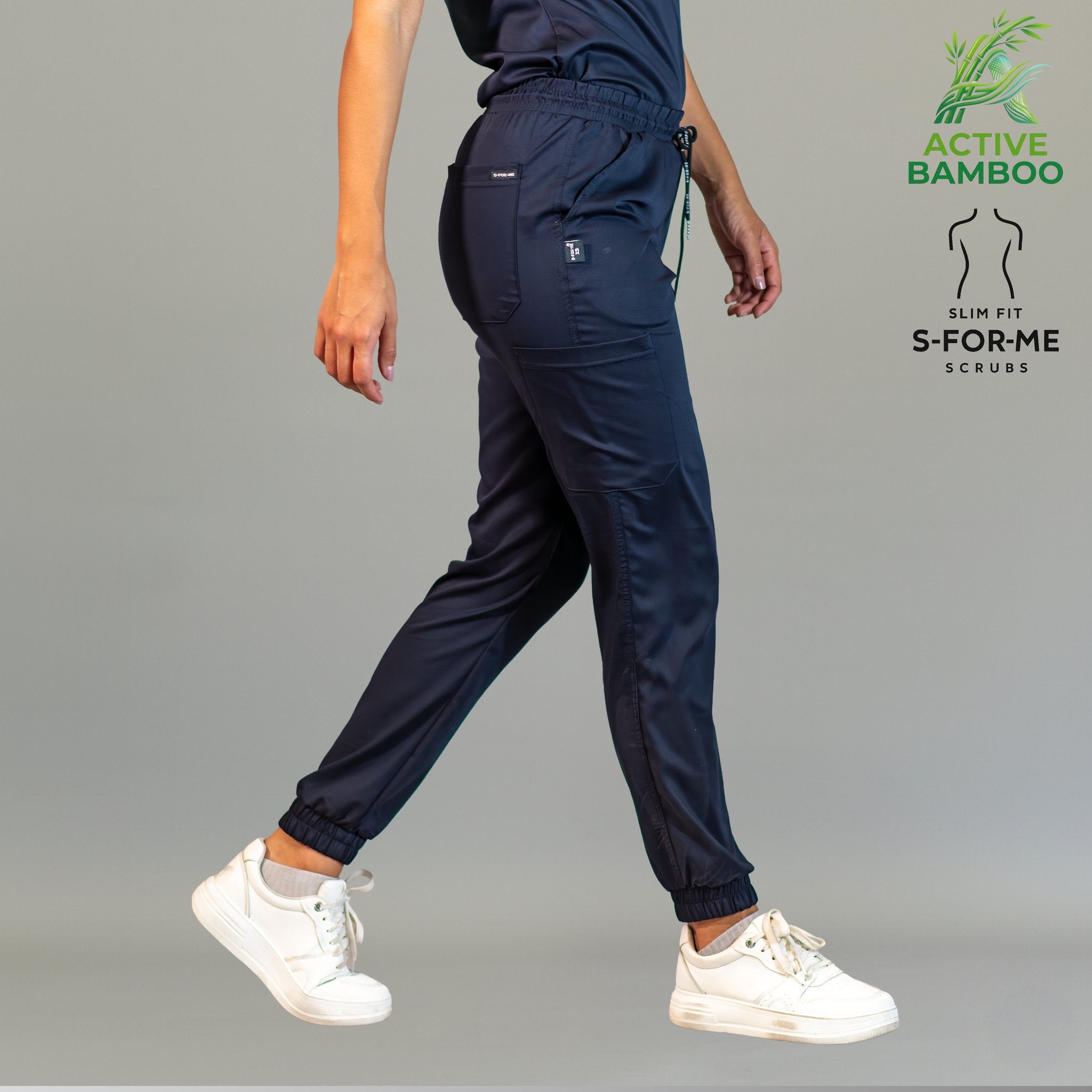jogger bamboo mujer 511 azul marino tela bambu antibacterial Sandel Medica