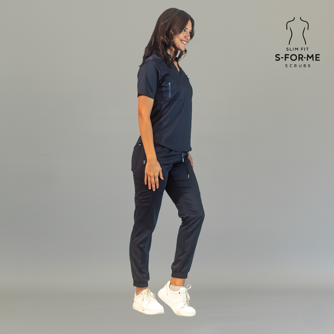 Filipina Quirúrgica Mujer S-FOR-ME 511 Bamboo Azul Marino - Tela Bambú 160g