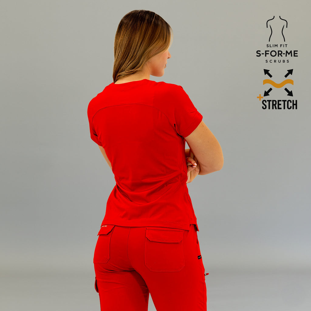 Espalda de filipina quirúrgica roja mujer Scrubs 905 Super Stretch