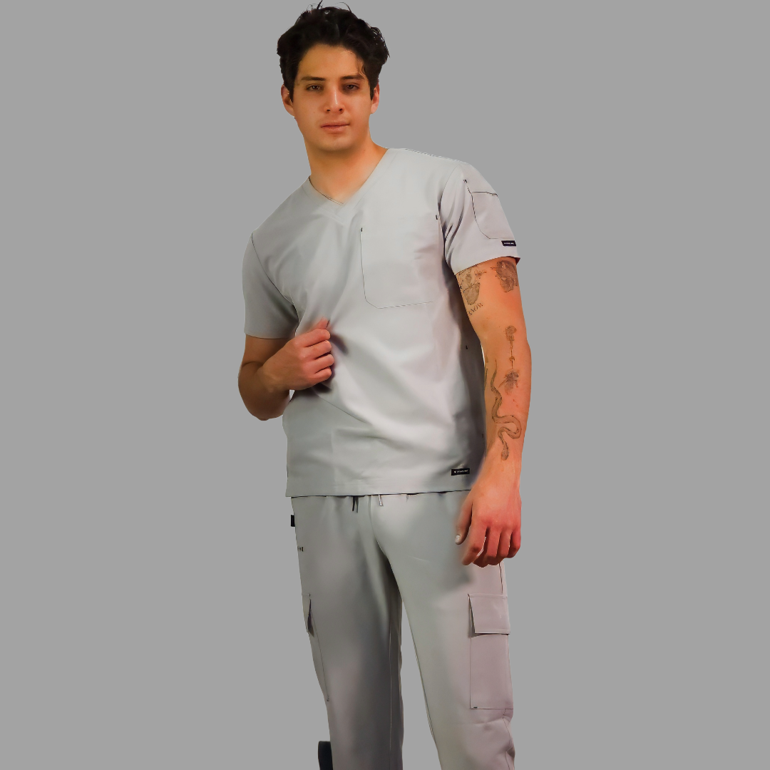 Filipina Quirurgica Antifluido Hombre Gris Perla, Scrubs 300