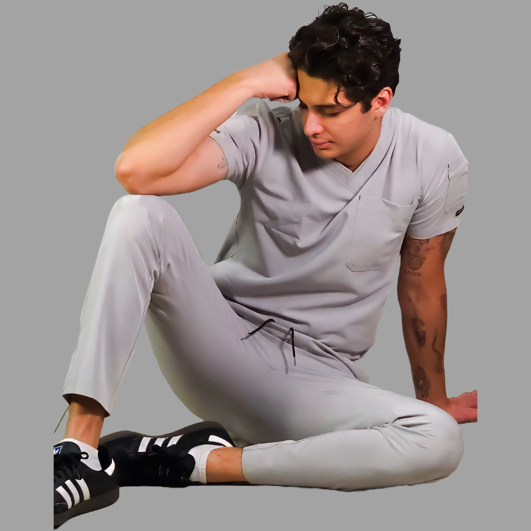 Pantalon Quirurgico Antifluido Hombre Gris Perla, Scrubs 300