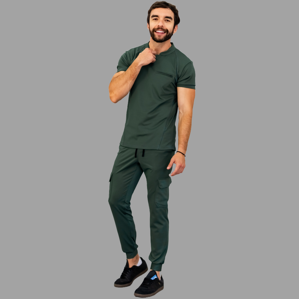 Conjunto Quirúrgico Verde Olivo para Hombre – Estilo 910 | Super Stretch Slim Fit