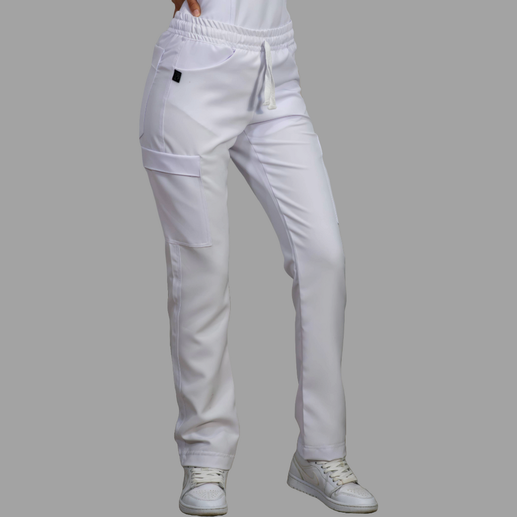 Pantalon Mujer Resorte cintura 6 Bolsas Blanco Antifluido