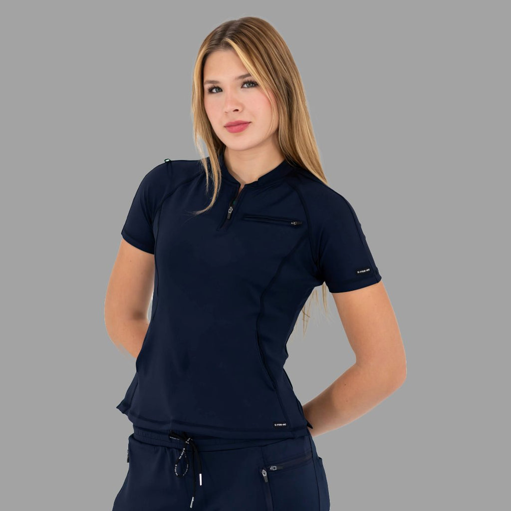 Filipina quirúrgica 920 Azul Marino — vista lateral derecha con bolsillos con cierre