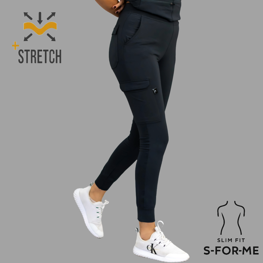 Jogger Quirurgico Mujer Negro, Super Stretch, Scrubs 901