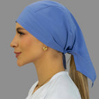 Gorro quirúrgico azul plumbago unisex Fourways vista lateral opuesta