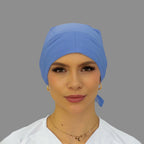 Gorro quirúrgico azul plumbago unisex Fourways vista frontal con cobertura completa