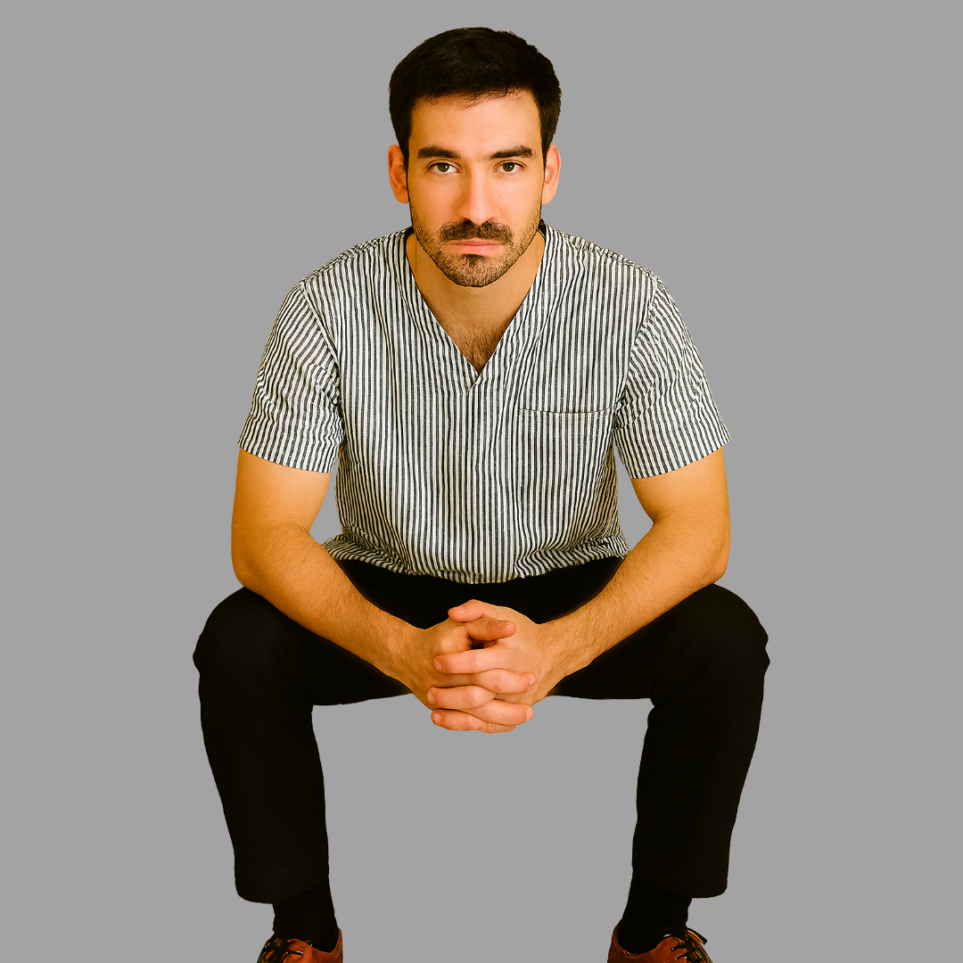 Filipina Lineas Blancas /Gris cuello V. Hombre