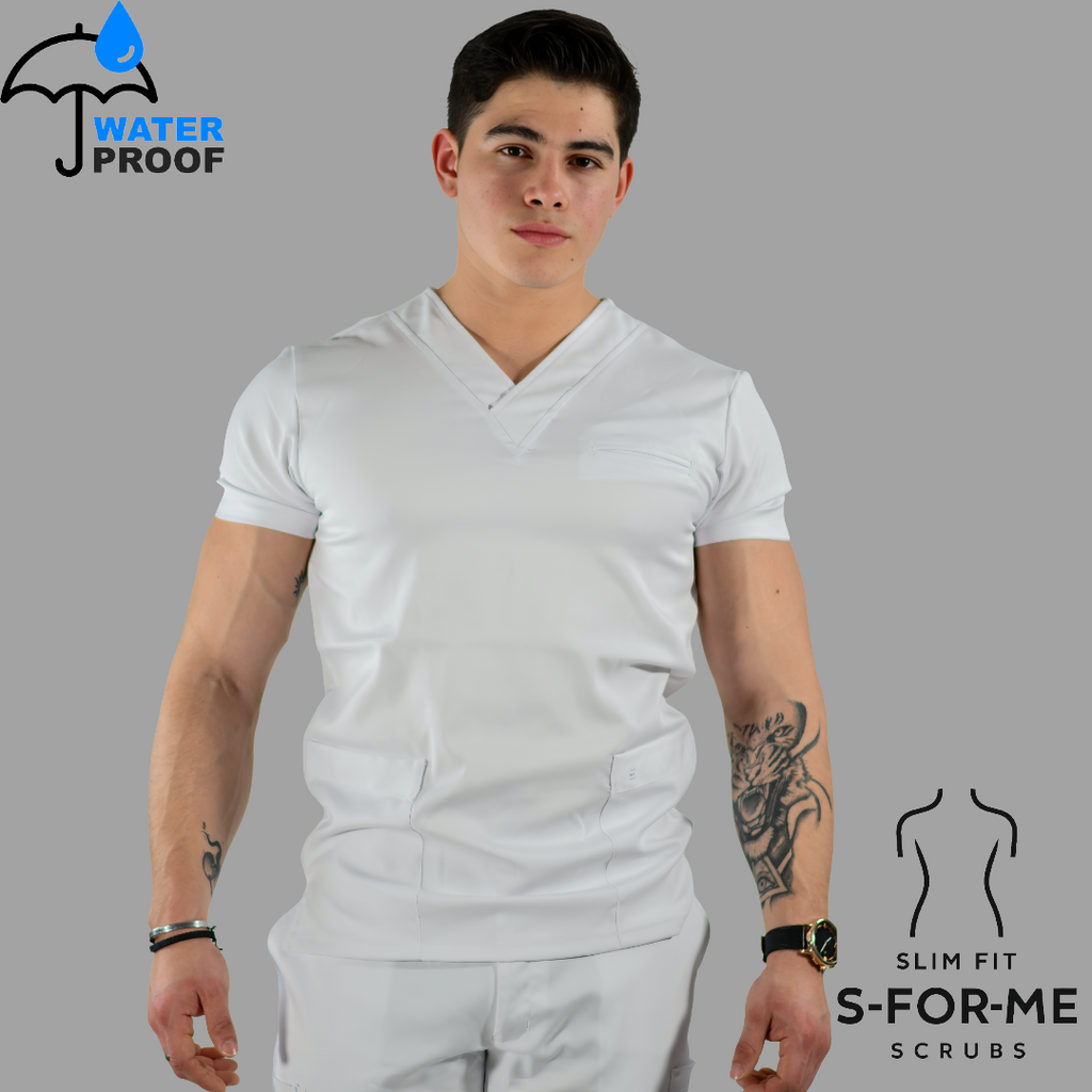 Filipina 501 Hombre Antifluido Stretch Blanca Cuello V