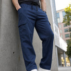 Pantalón médico azul marino Super Stretch para hombre con bolsas cargo