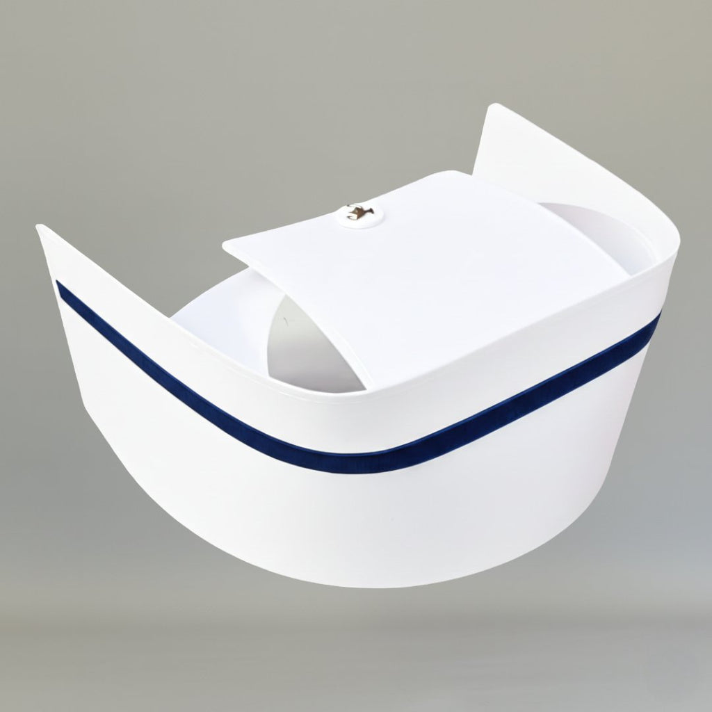 Cofia médica blanca de tela D'Princesa con diseño de enfermería en azul marino