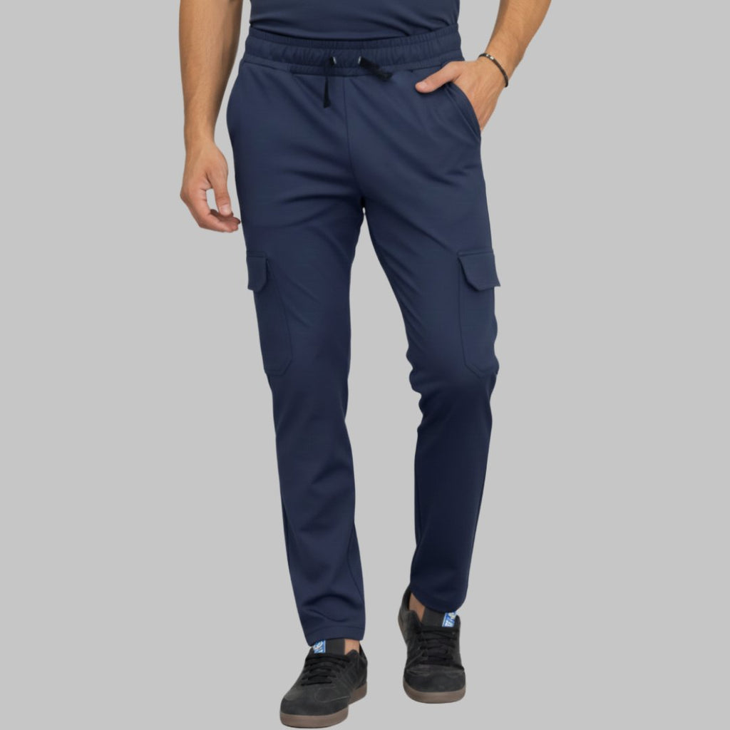 Pantalón quirúrgico hombre azul marino Super Stretch Est. 910 con dobladillo vista frontal