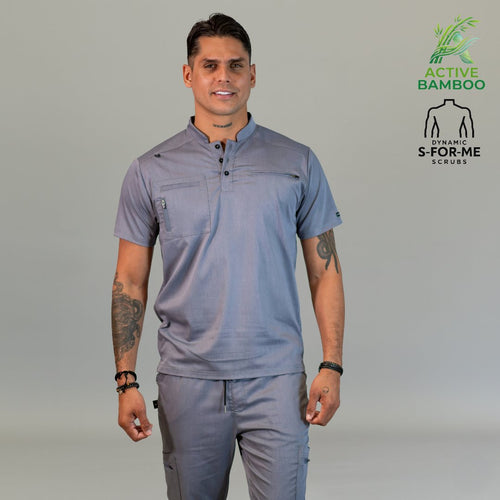 Filipina Gris Quirúrgica Hombre S-FOR-ME 511 Bamboo - Tela Bambú 160g