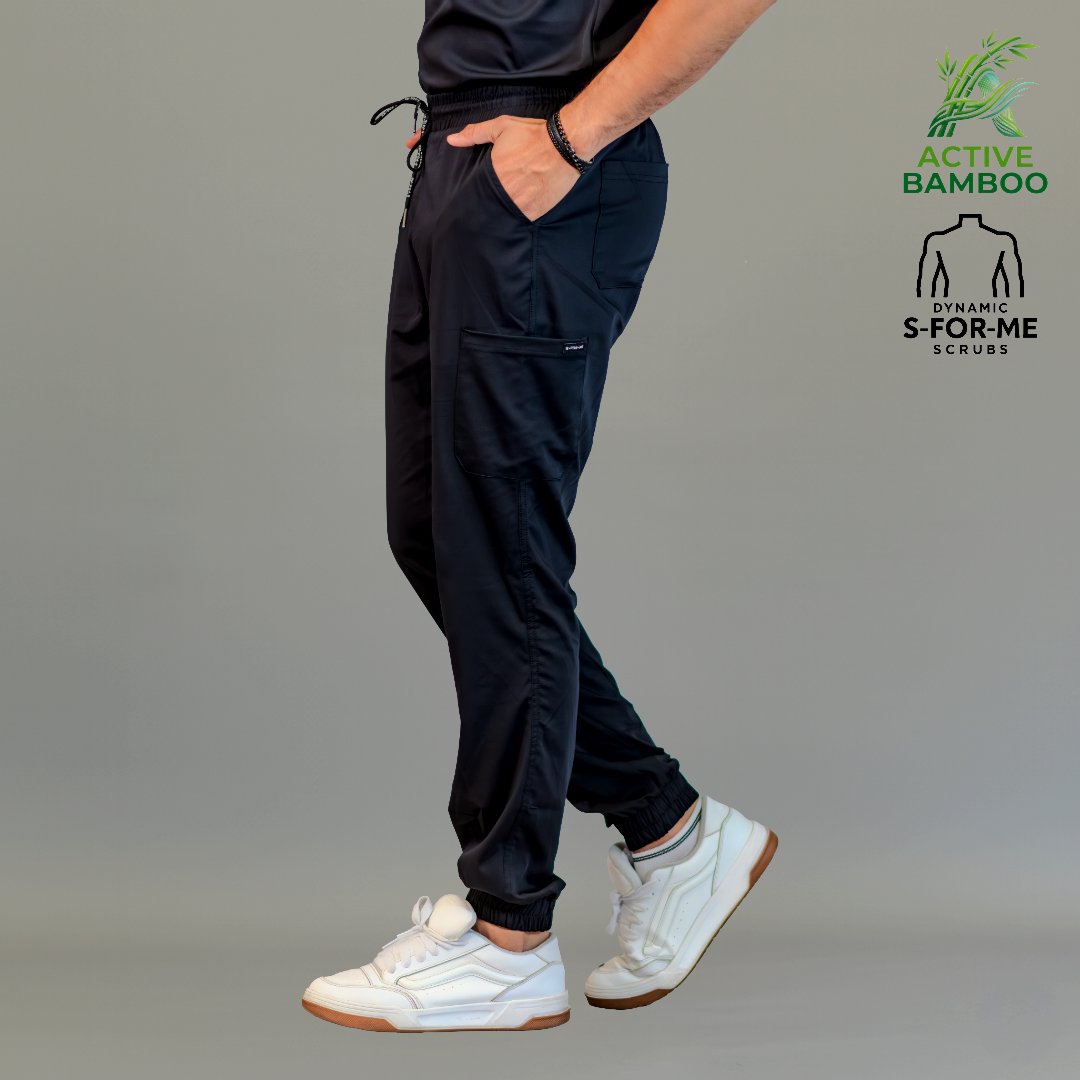 jogger bamboo hombre 510 negro detalle puño tobillo Sandel Medica