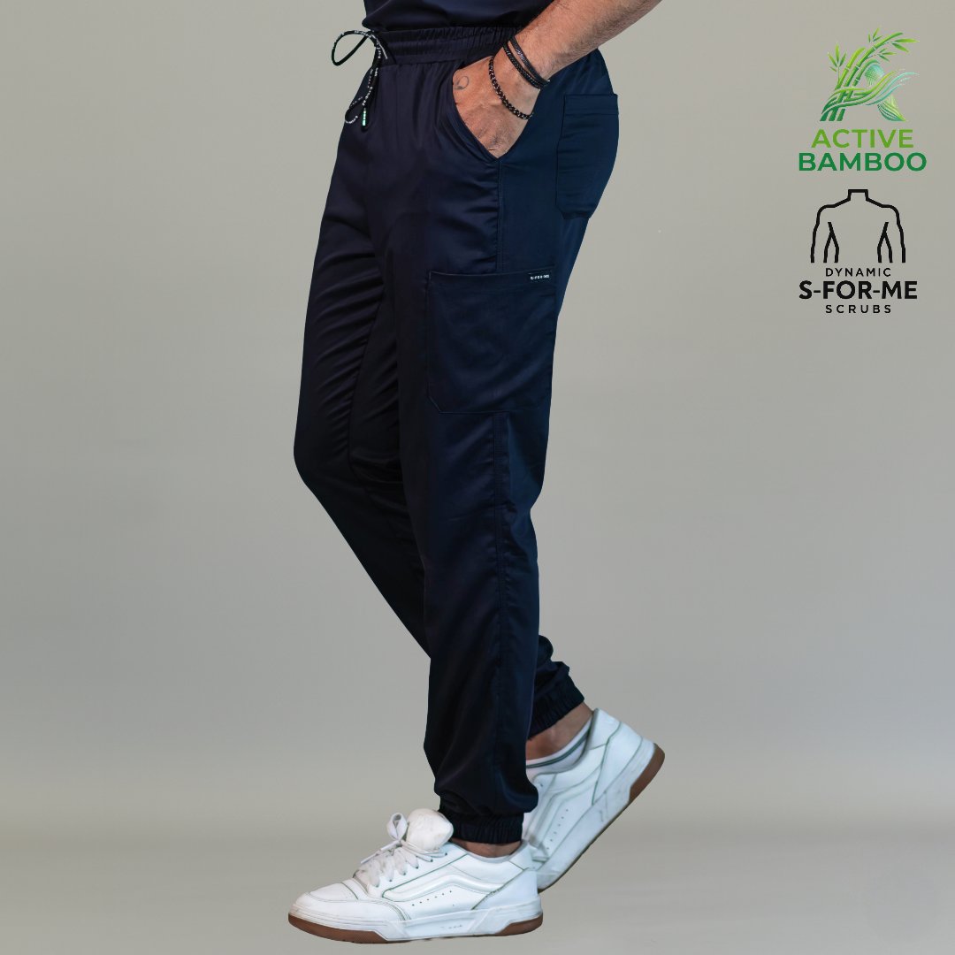 jogger bamboo hombre 510 azul marino vista lateral Sandel Medica