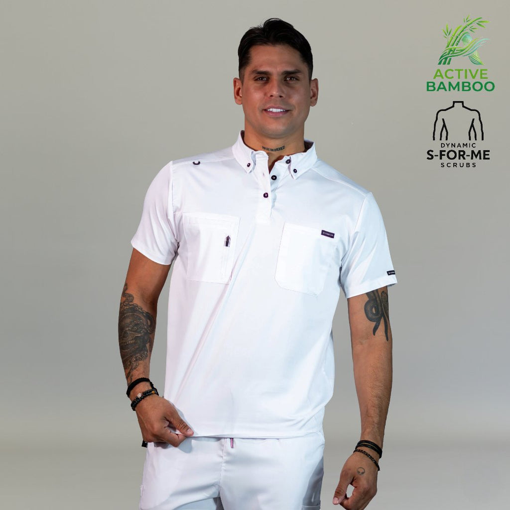 filipina bamboo hombre 510 blanca detalle bolsillos Sandel Medica