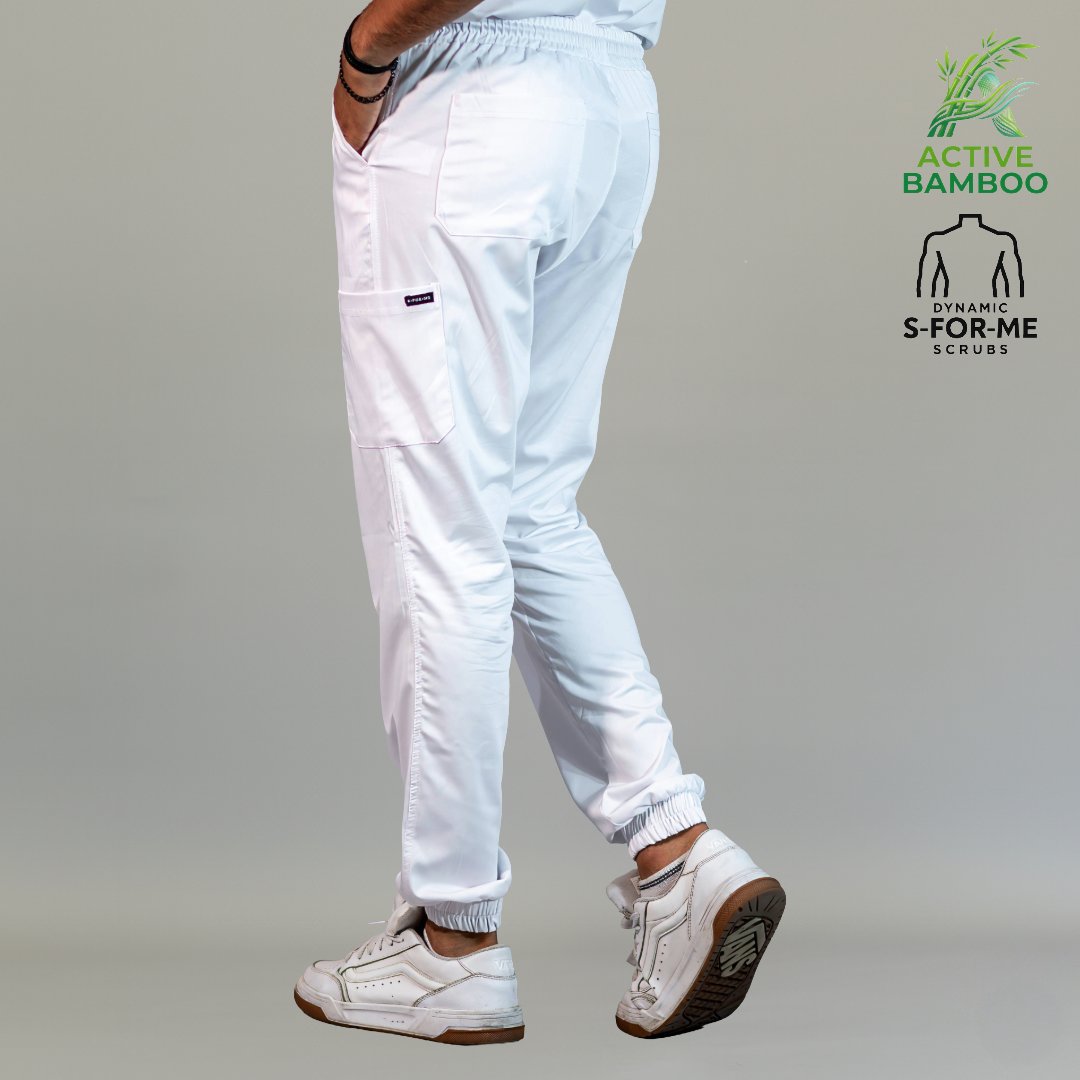 jogger bamboo hombre 510 blanco detalle puño tobillo Sandel Medica