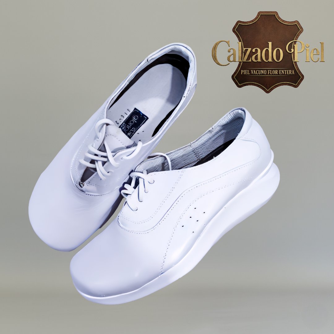 Zapatos médicos Gloria Andress 316 blancos en piel con interior y plantilla visible