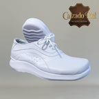 Zapatos médicos blancos Gloria Andress 316 de piel con suela PU antiderrapante en vista lateral