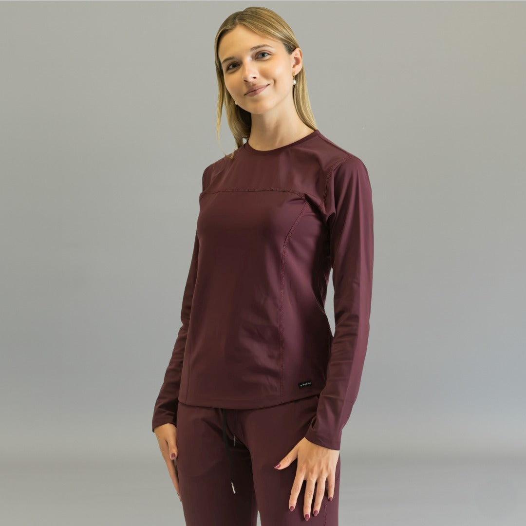 Blusa interior vino de manga larga para mujer Super Stretch — vista principal
