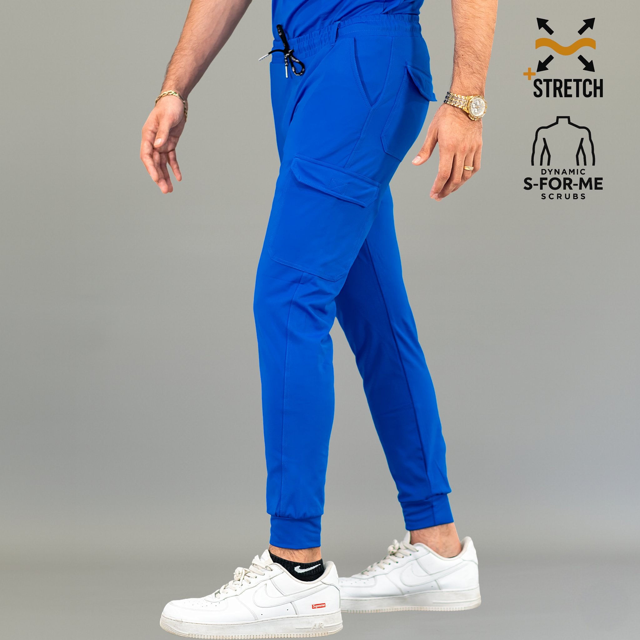 Jogger médico hombre azul rey cintura ajustable 901