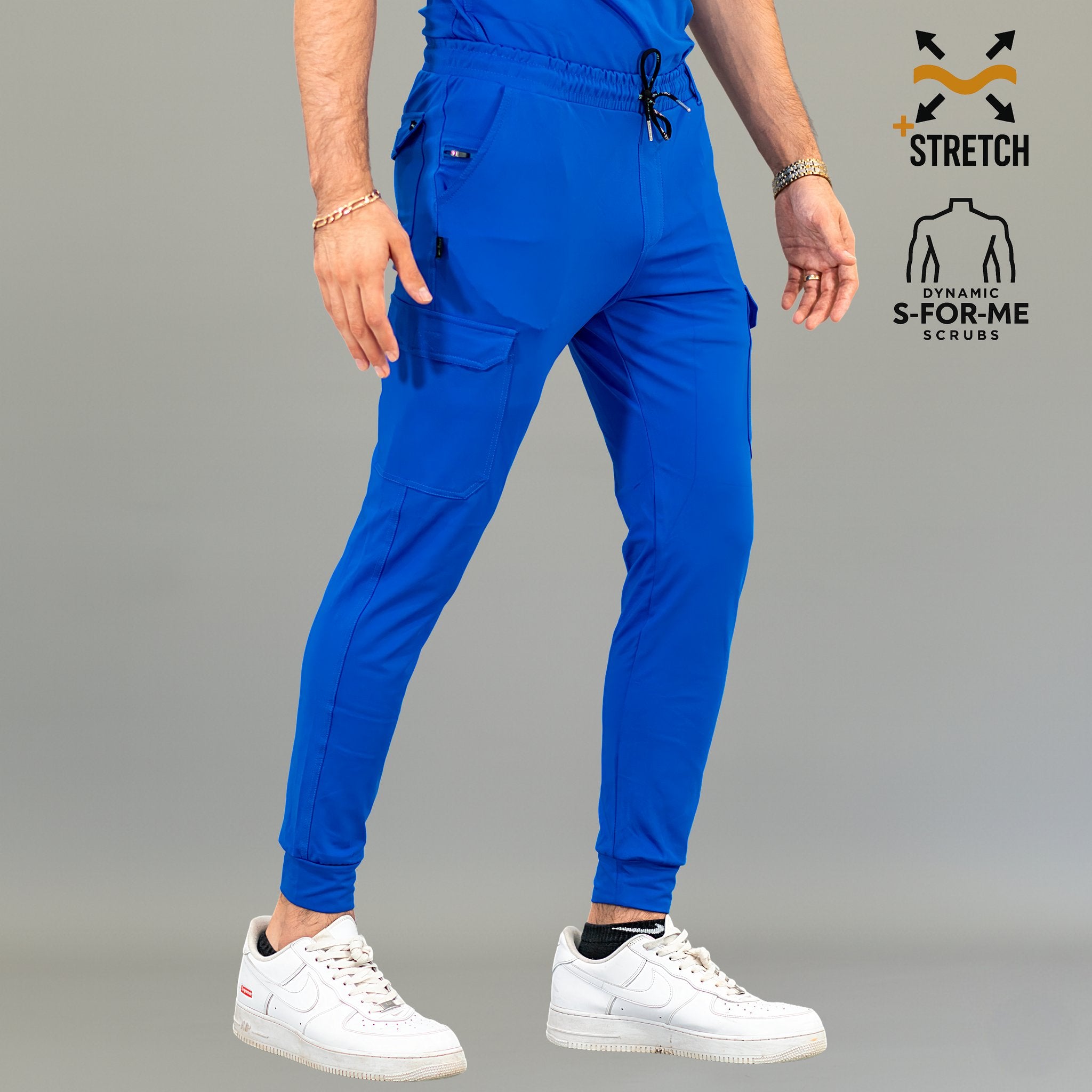 Jogger quirúrgico hombre azul rey 901 Super Stretch vista frontal
