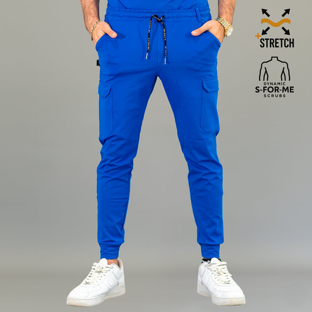 Pantalón jogger médico azul rey para hombre corte slim