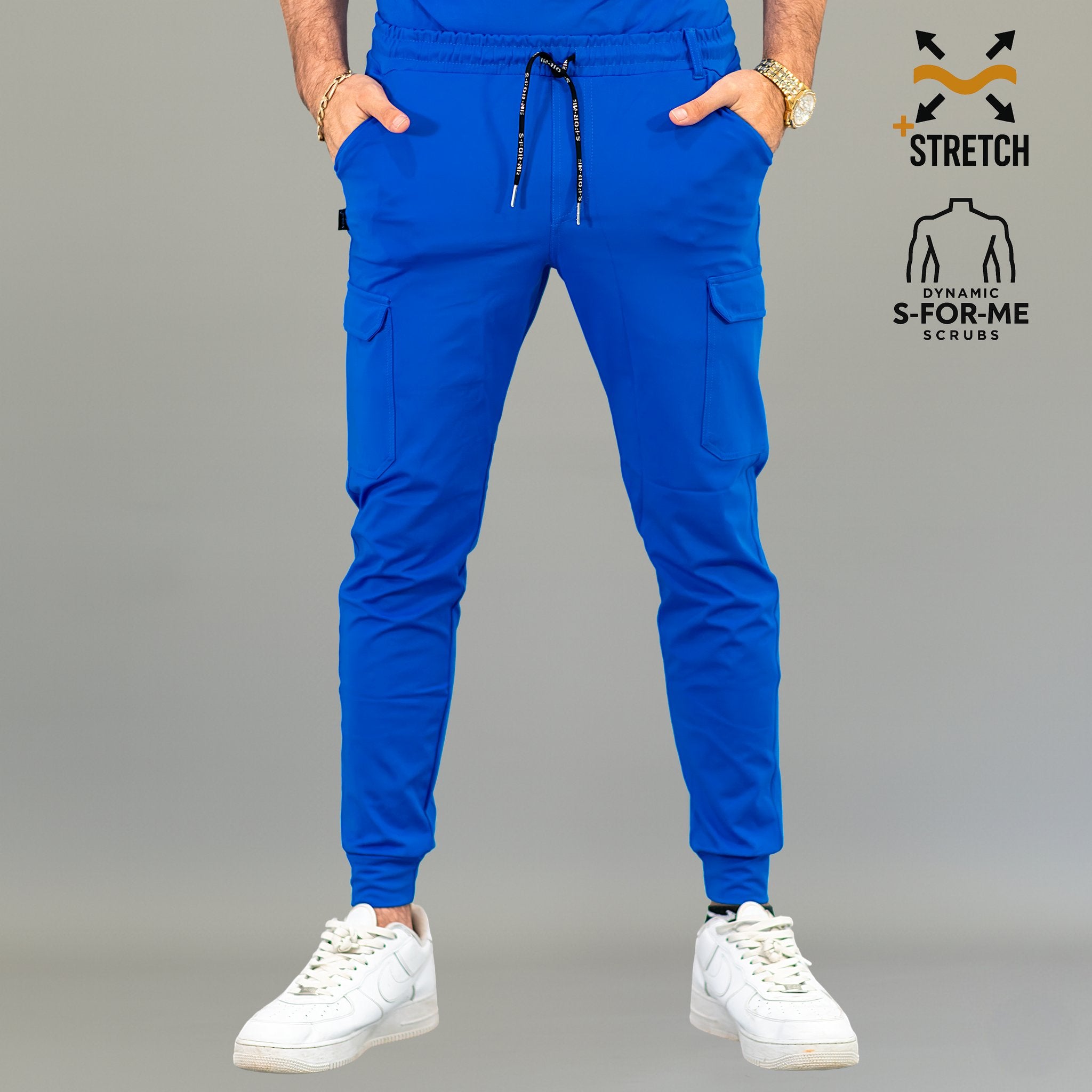 Pantalón jogger médico azul rey para hombre corte slim