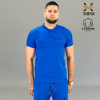 Filipina quirúrgica azul rey hombre Super Stretch vista frontal completa