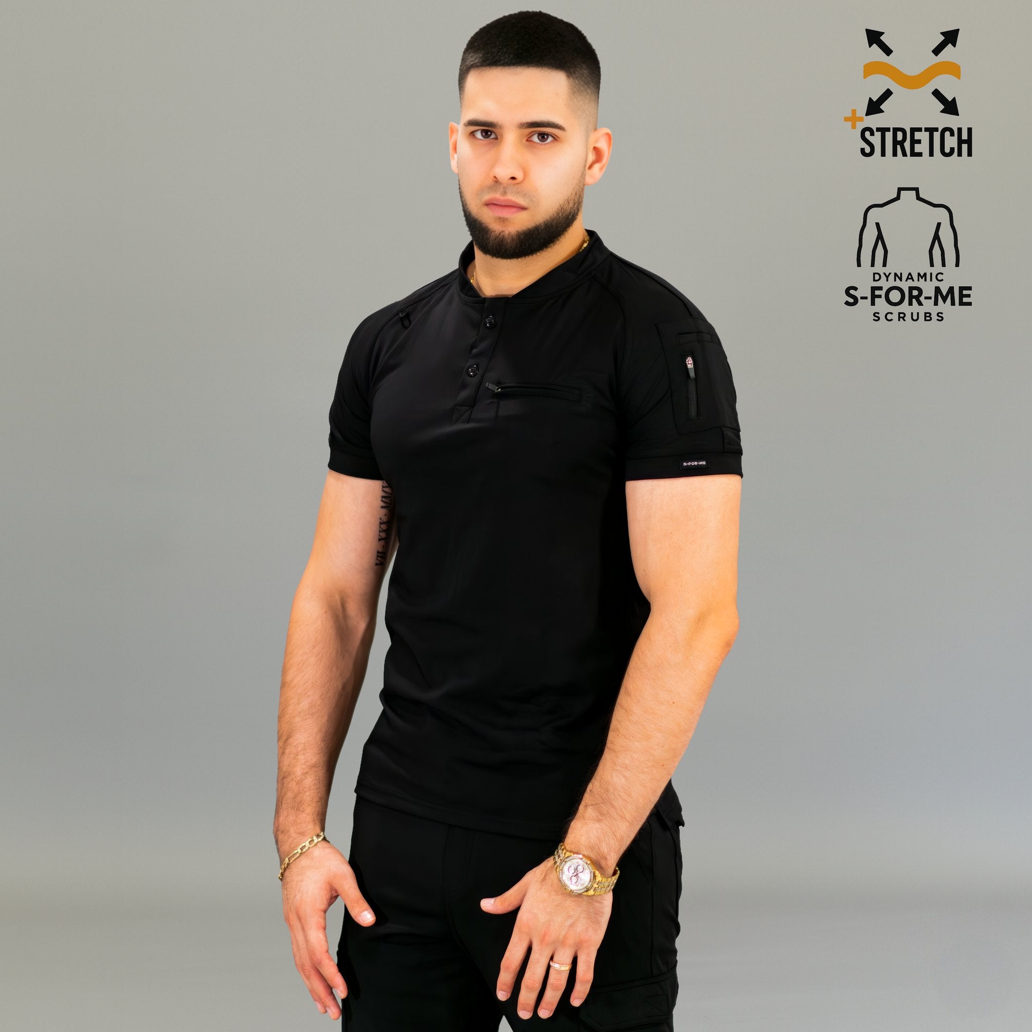 Scrub top médico hombre negro corte slim fit 901