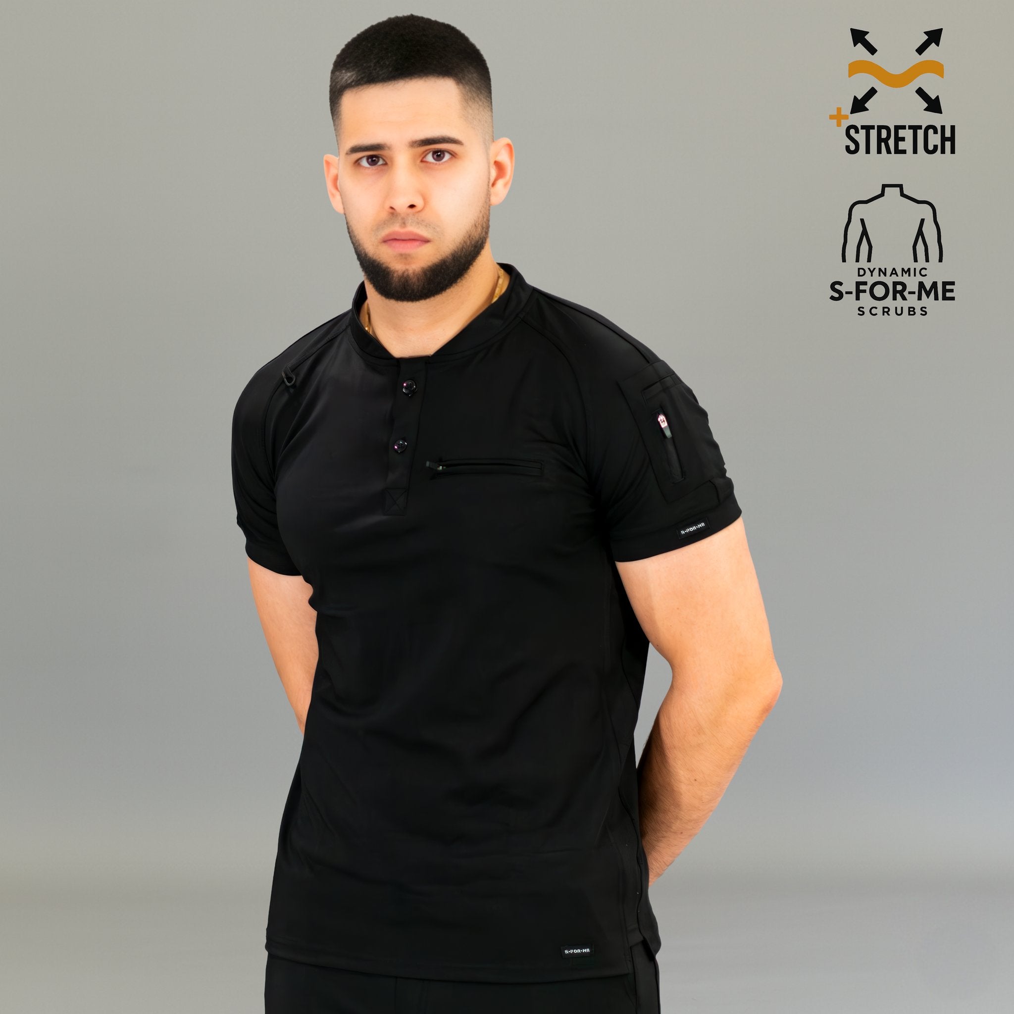 Uniforme médico negro hombre filipina quirúrgica 901 Super Stretch