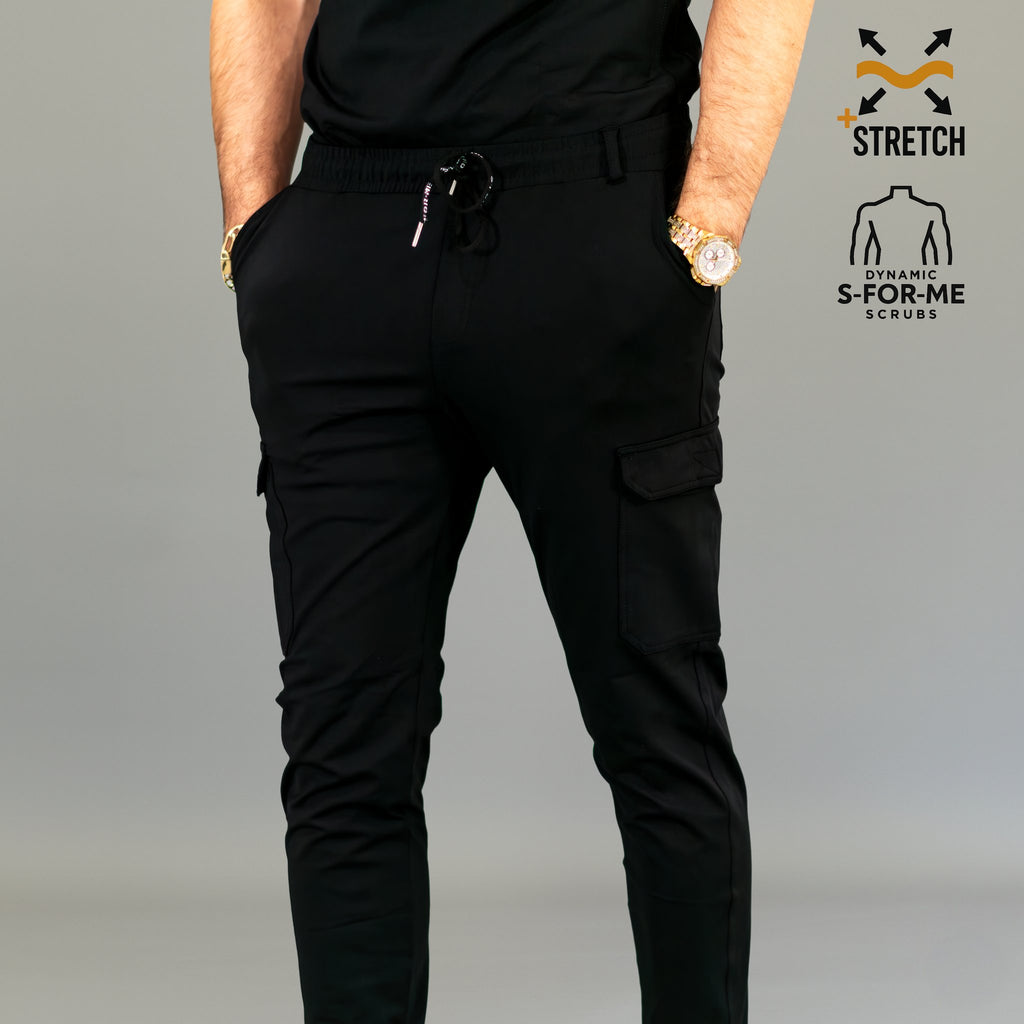Jogger quirúrgico negro hombre tela Super Stretch
