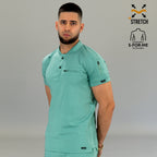 Scrub top médico hombre verde menta corte slim fit 901