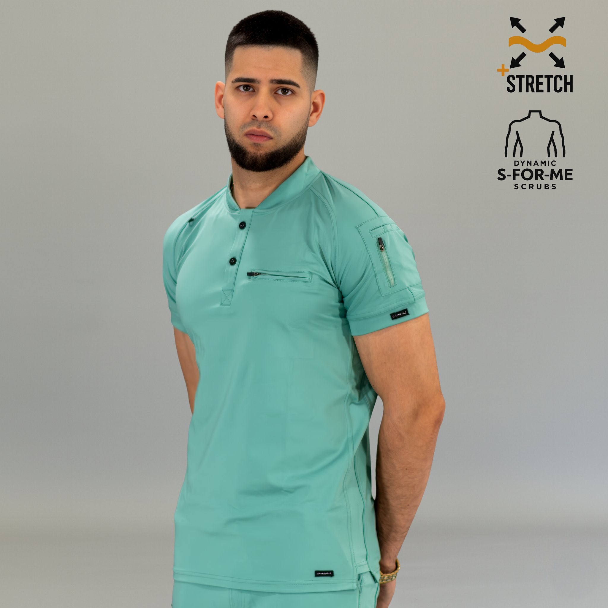 Scrub top médico hombre verde menta corte slim fit 901