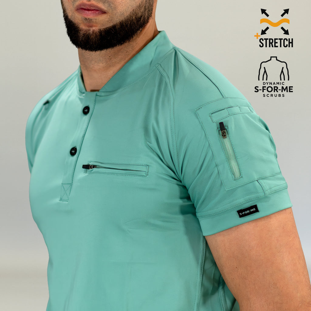 Filipina Super Stretch verde menta hombre estilo profesional médico