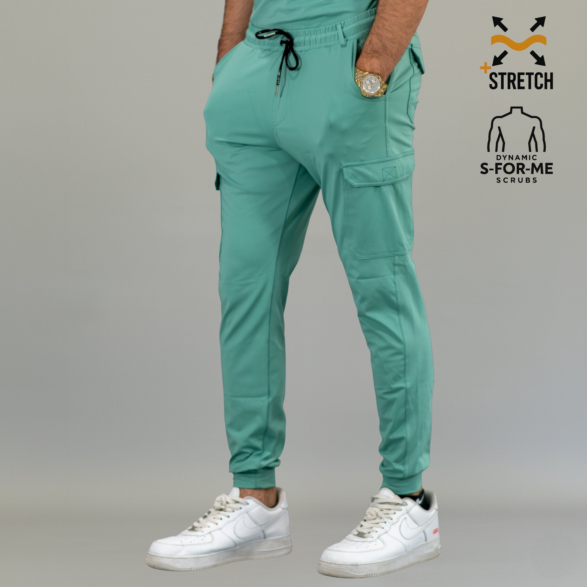 Jogger quirúrgico verde menta hombre tela Super Stretch