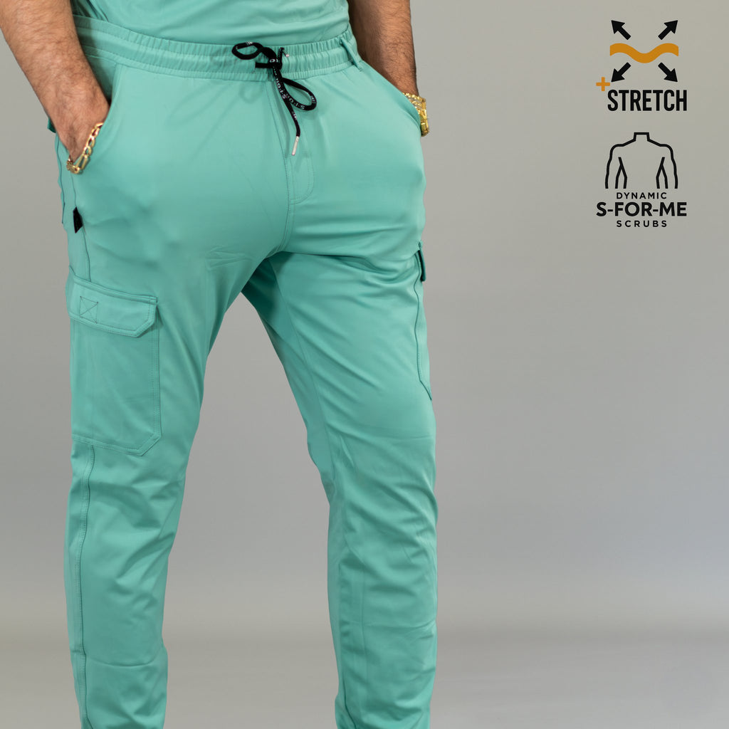 Pantalón jogger médico verde menta para hombre corte slim